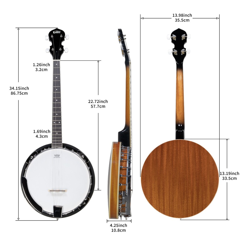 4 String Banjo Sapele Body Material Sapele Back Material