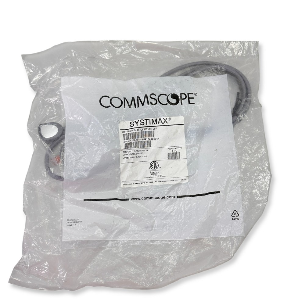 Networking Cable Lot: New CommScope 7ft Patch Cord & Used Kentrox Console Cable