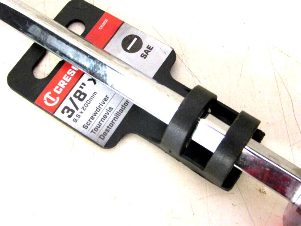 NEW! CRESCENT TOOLS 3/8" x 8" SLOTTED SCREWDRIVER, CS388, SQUARE SHANK