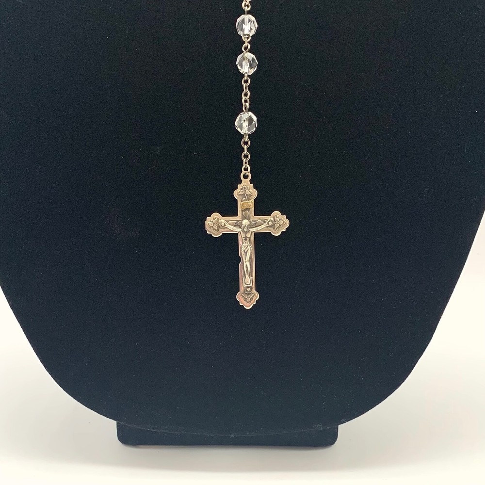 Vintage Multifaceted Crystal Glass Bead Catholic Rosary