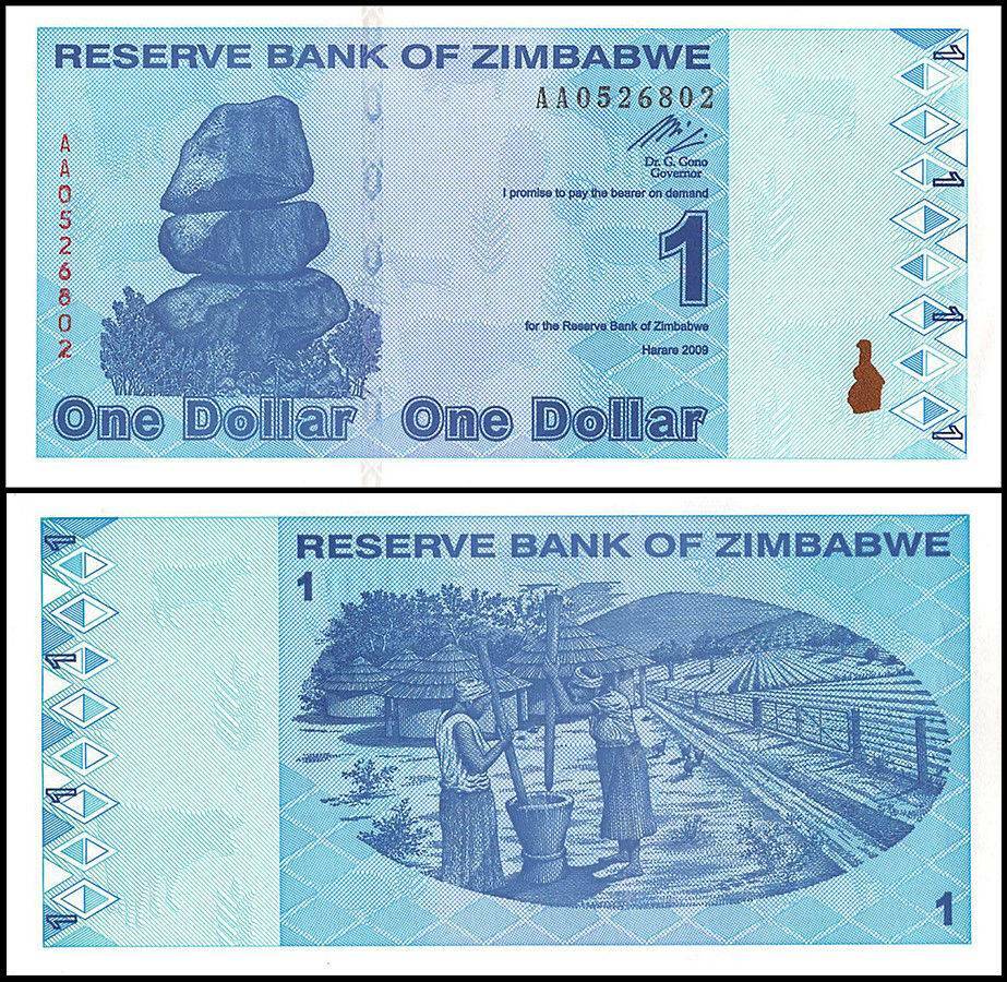 Zimbabwe 1 Dollar, 2009, P-92, UNC