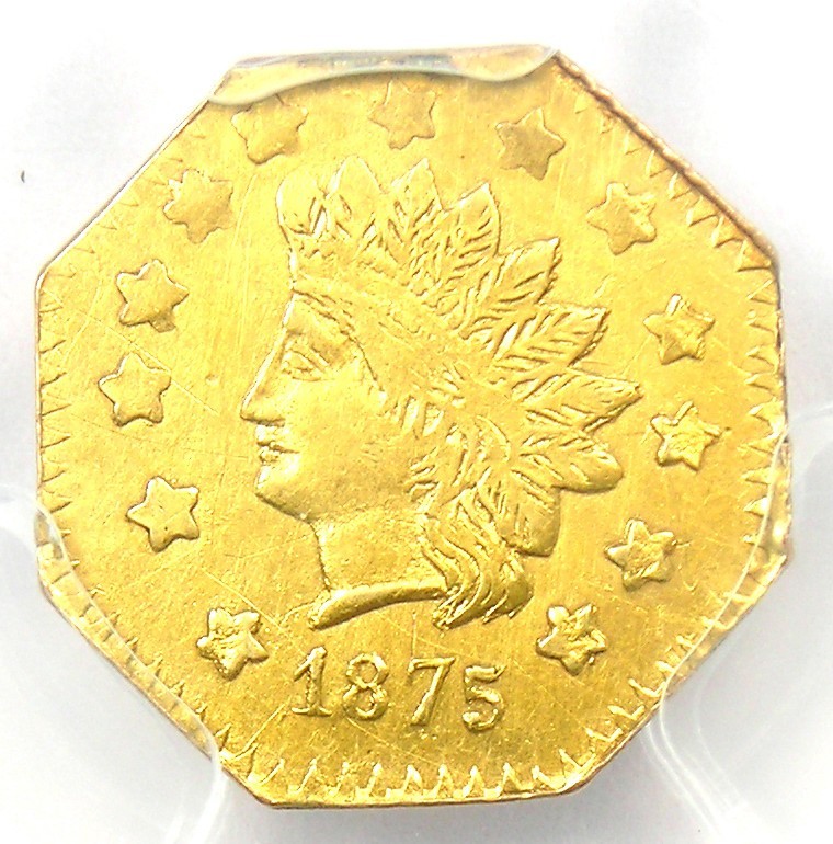 1875 California Indian Gold Dollar G$1 Coin BG-1127 - Certified PCGS AU Details