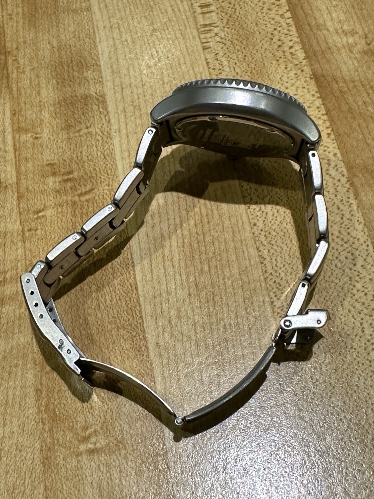 Used STUSSY Tour Master Silver Wrist Watch Metal Band with Case