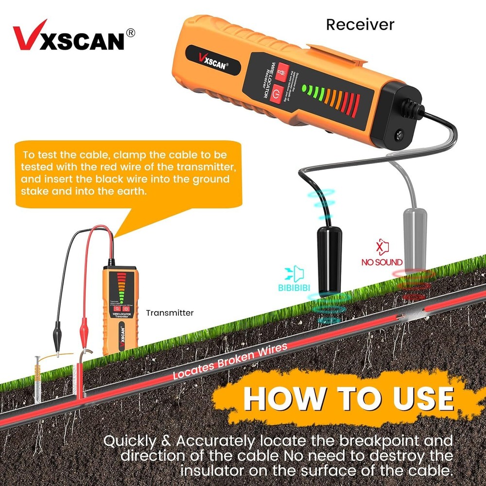 Underground Cable Wire Tracker Non-Destructive Locator With Earphone VXSCAN F04