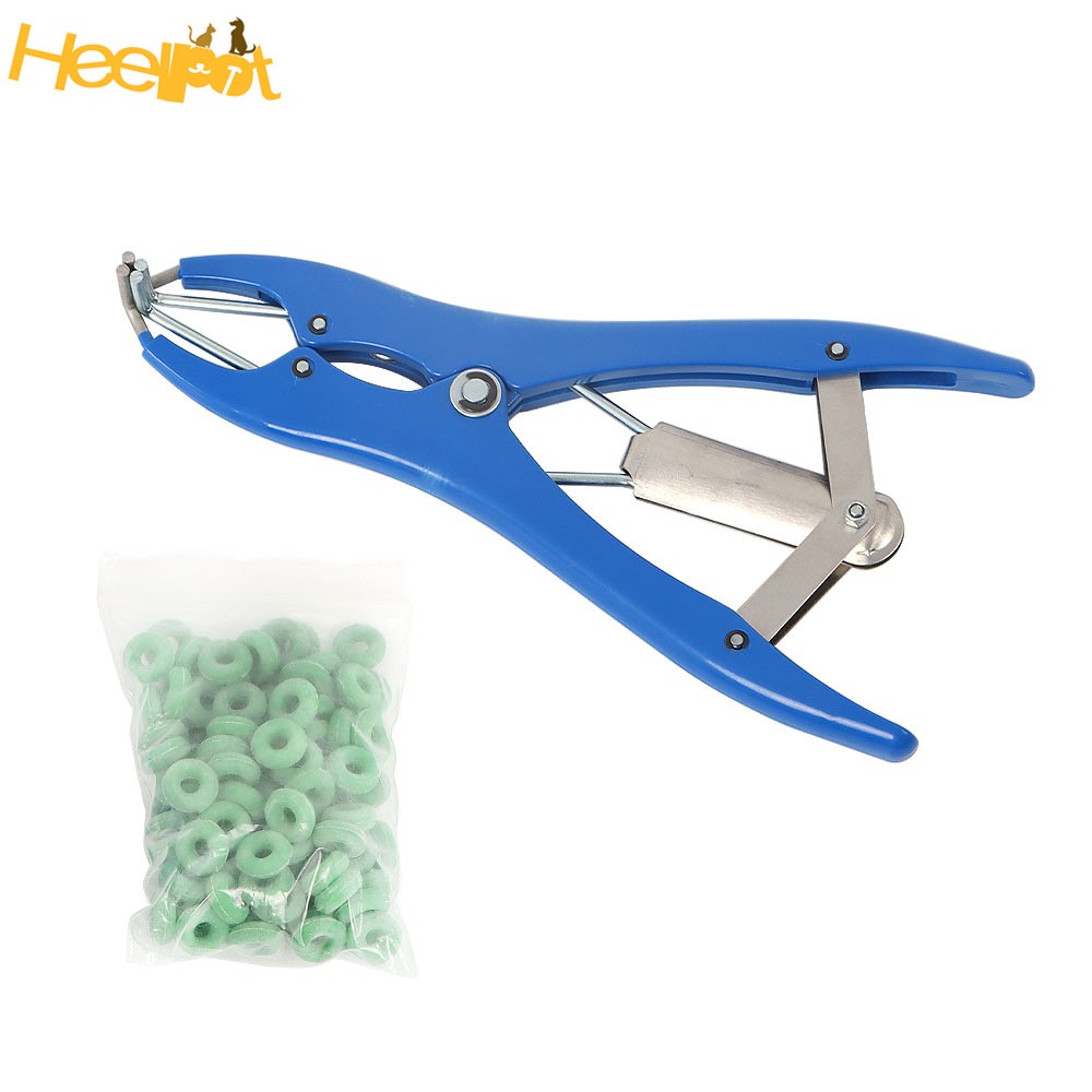 Sheep Bander Docking Elastrator Castration Applicator ＋100 Pack Marking Ring