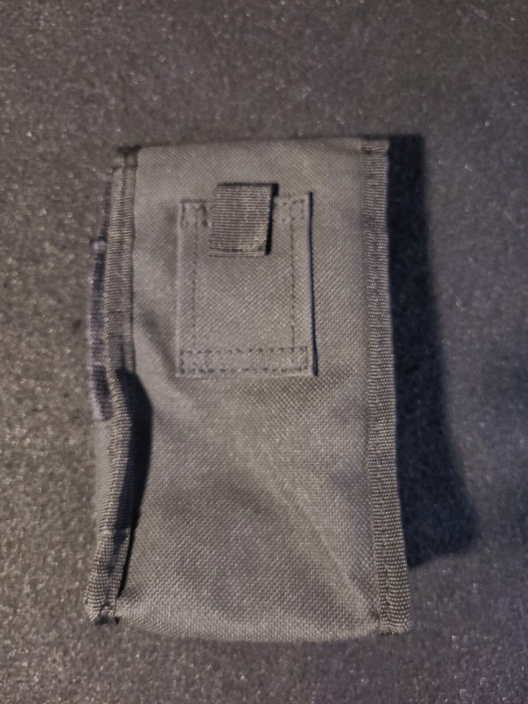 Basic Tactical Black Nylon Pouch 7 X 4. 2 Compartments With Belt Loop 1990s