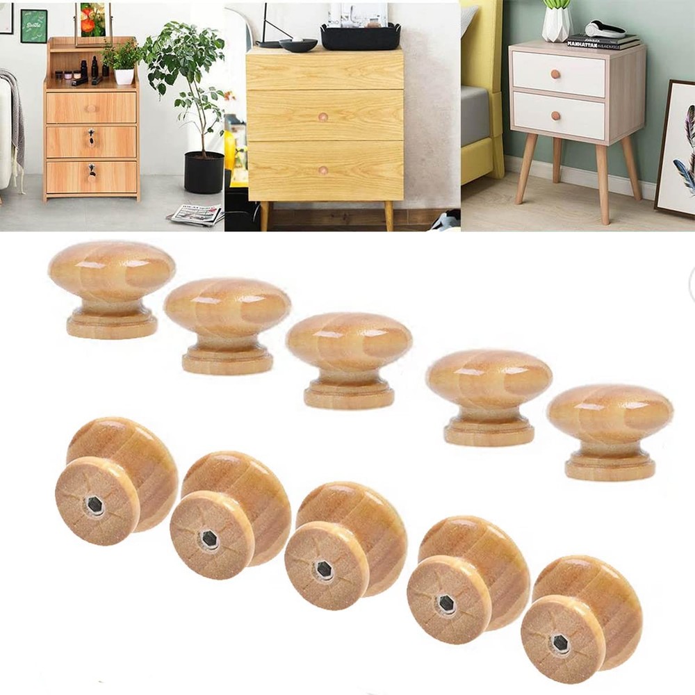 20Pcs Unfinished Wood Drawer knobs Pulls Finished, 33mm Round Mushroom