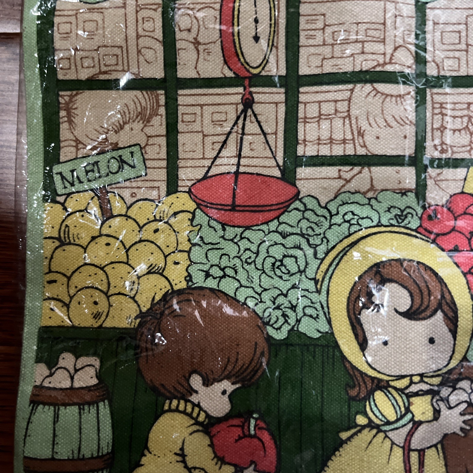 Joan Walsh Anglund 60/70’s Vintage GROCERY Cotton Illustrated Tote Bag NOS