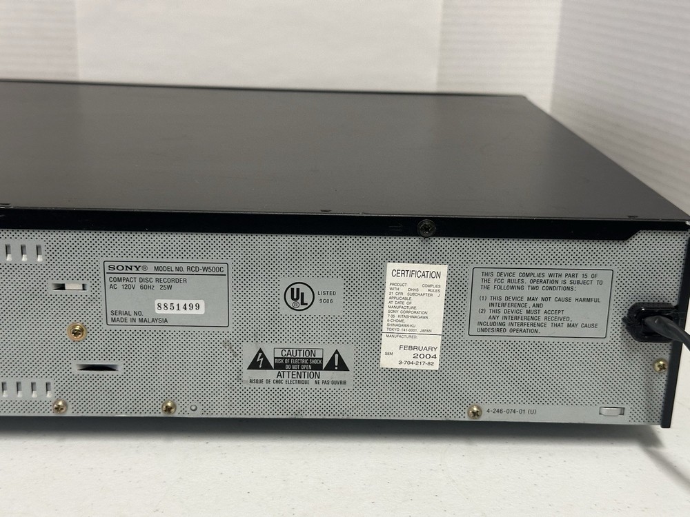 Sony RCD-W500C CD Changer and Recorder Deck A Does Not Open Close