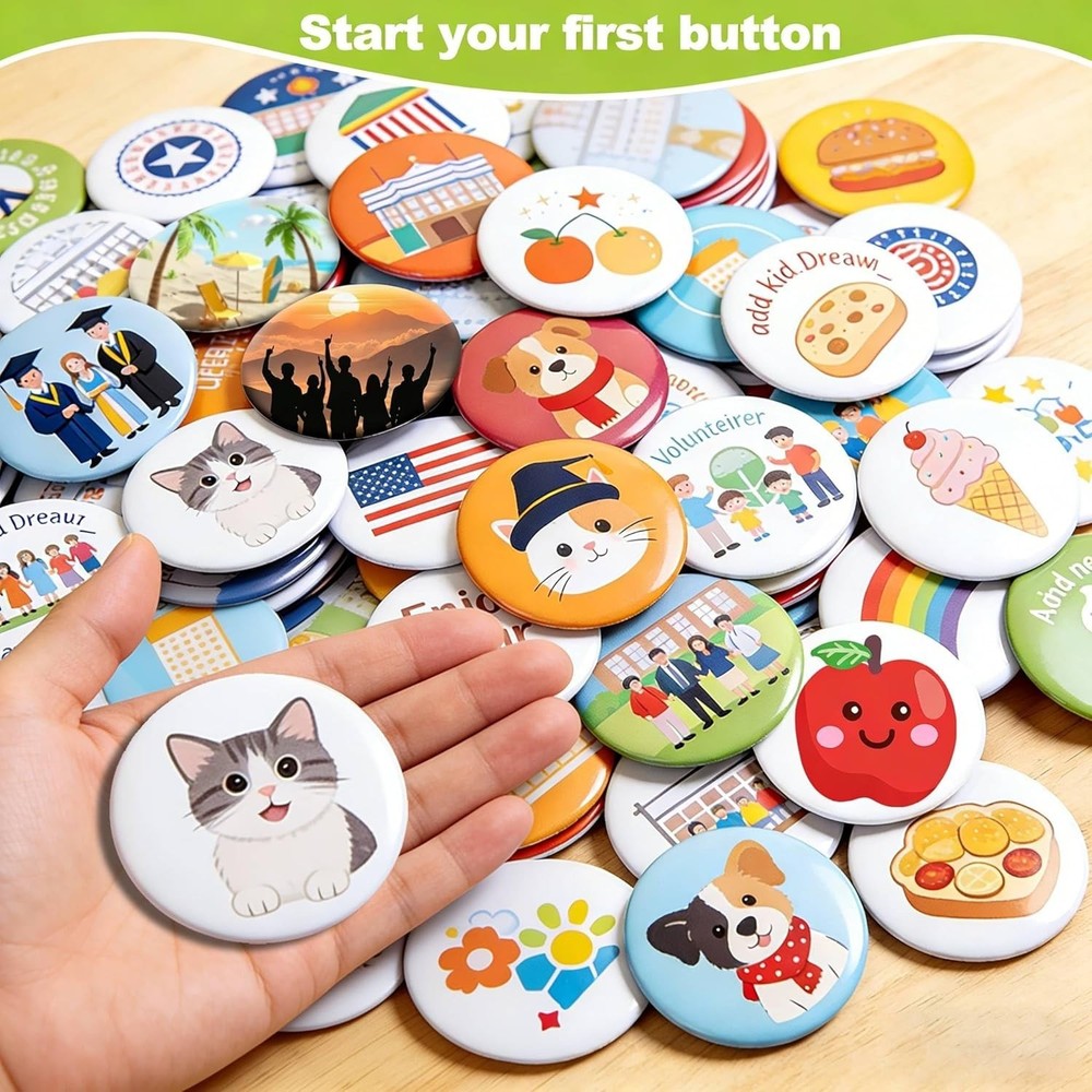 Button Maker Machine 58mm 2.25 in Installation-Free, DIY Button Pin Maker Mac...
