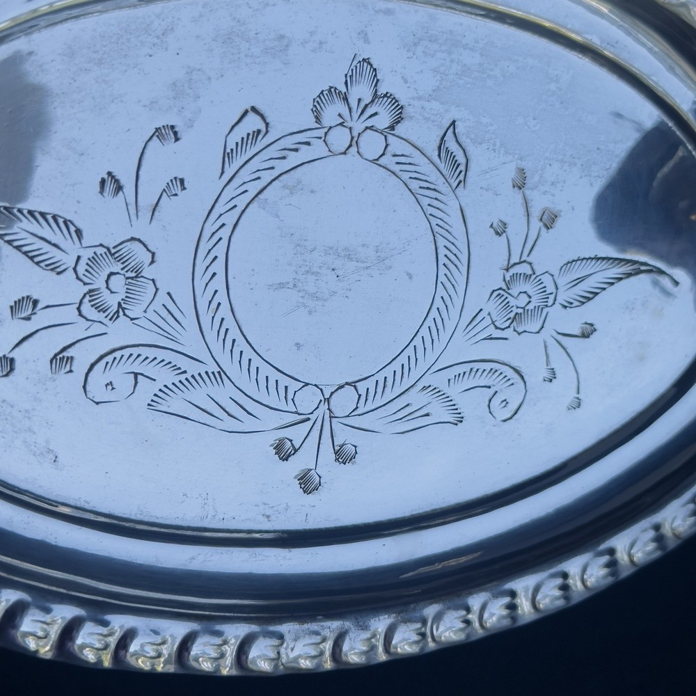 Vtg Silver-plated Sugar Bowl Lid Creamer & Tray Commodore Solid Brass India Labe