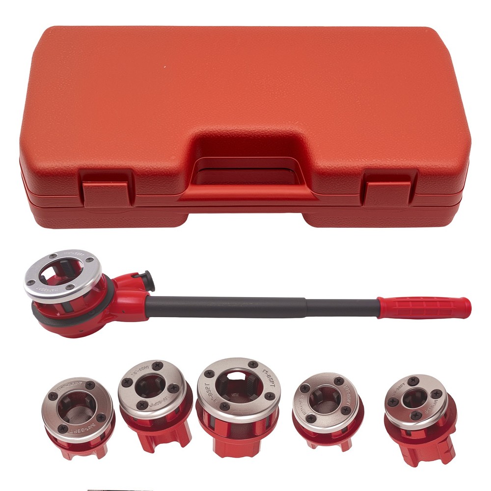 Ratcheting Pipe Threader Die Handle Hinge Plate Head Tool Kit 1/4'' 3/8''