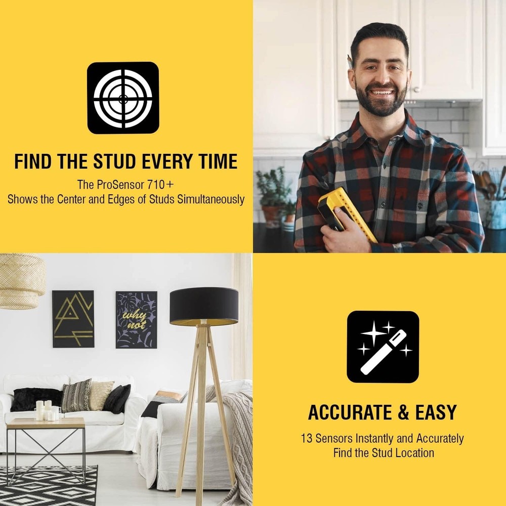 Accurate ProSensor 710+ with 13 Sensors & Bubble Level for Easy Stud Detection