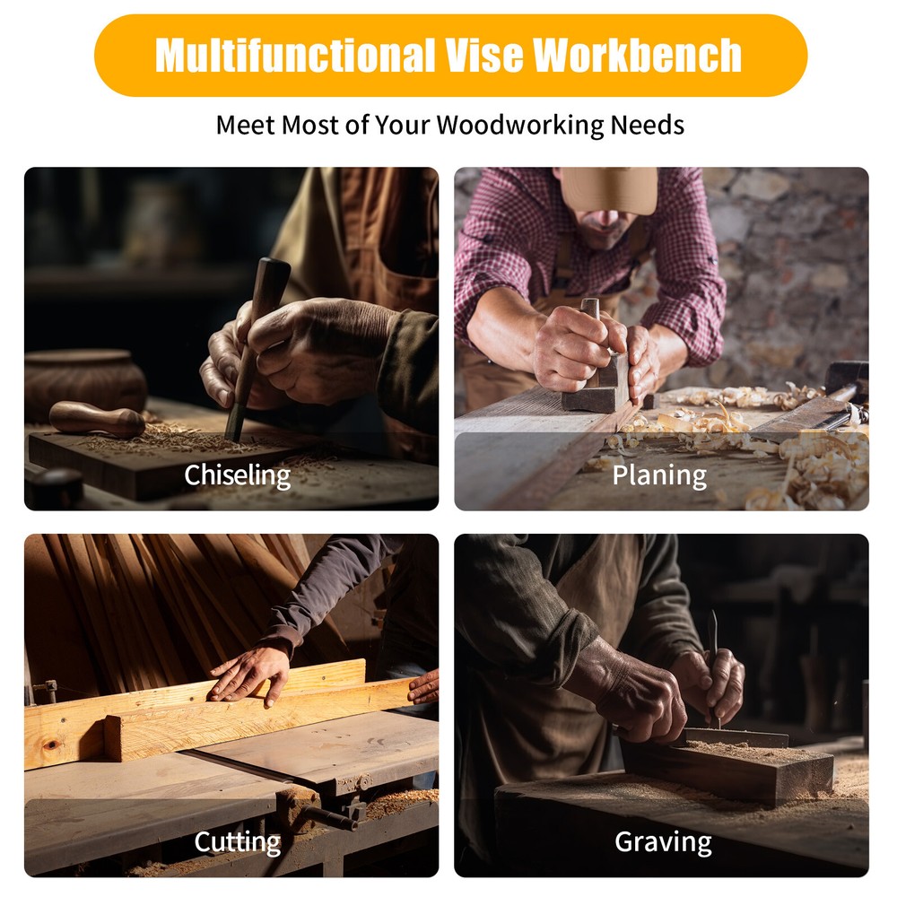 Portable Workbench Beech Wood Woodworking Vise Desktop Work Table Work Bench