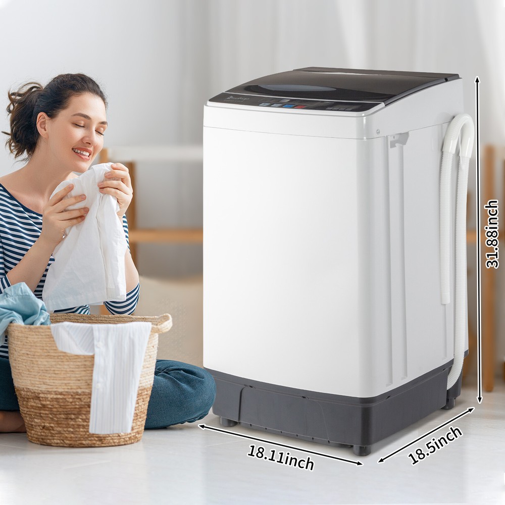 Portable Home Washing Machine 17.6lb Capacity Full-Automatic Compact Washer Spin