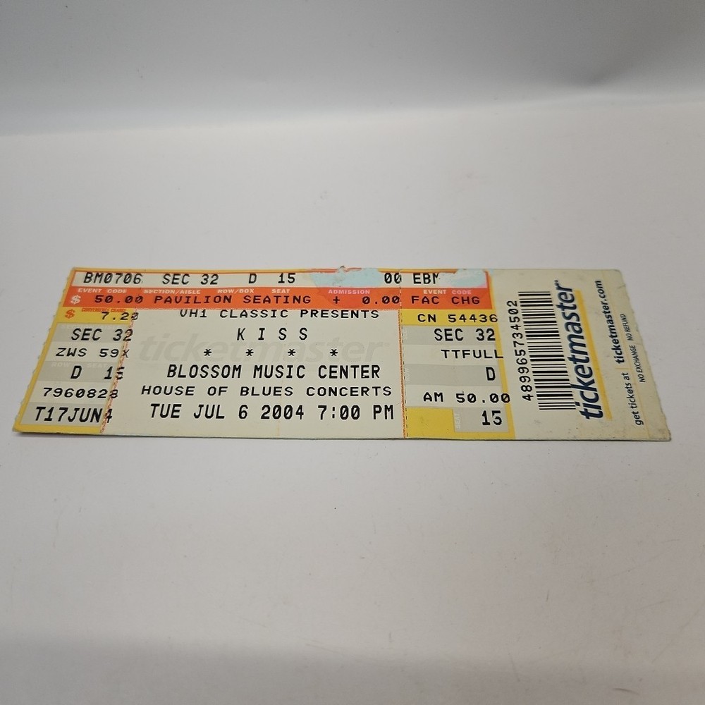 Kiss Concert Ticket 2004 Blossom Music Center