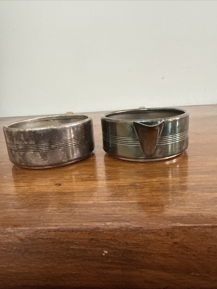 Unique Vintage 2 Piece SIlverplate Stackable Creamer And Mug