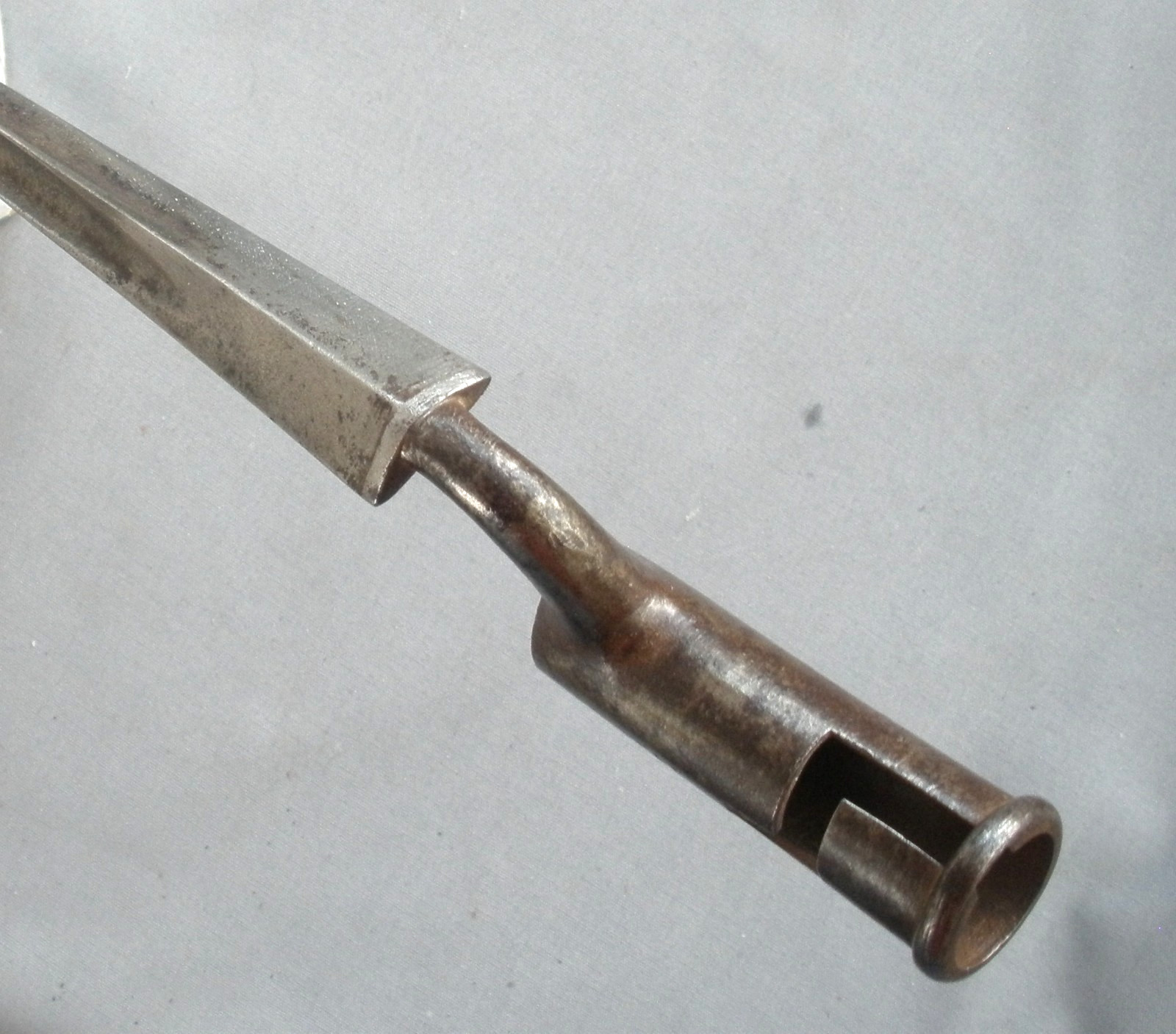 Brown Bess socket bayonet marked "KWA" (Ketland, Walker & Allport) engraved N 16