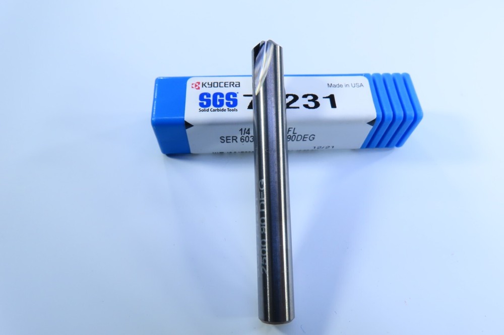 NEW 1/4" SGS KYOCERA 74231 SOLID CARBIDE BUR COUNTERSINK CHAMFERING BURR TOOL