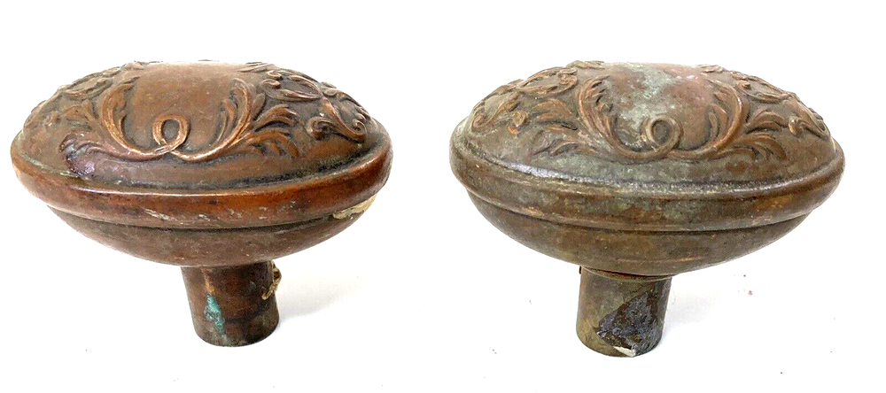 Vintage Salvage Oval Knobs, Copper Door Knobs, Antique, Free Shipping