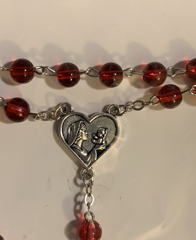 Red Bead Rosary New In Package