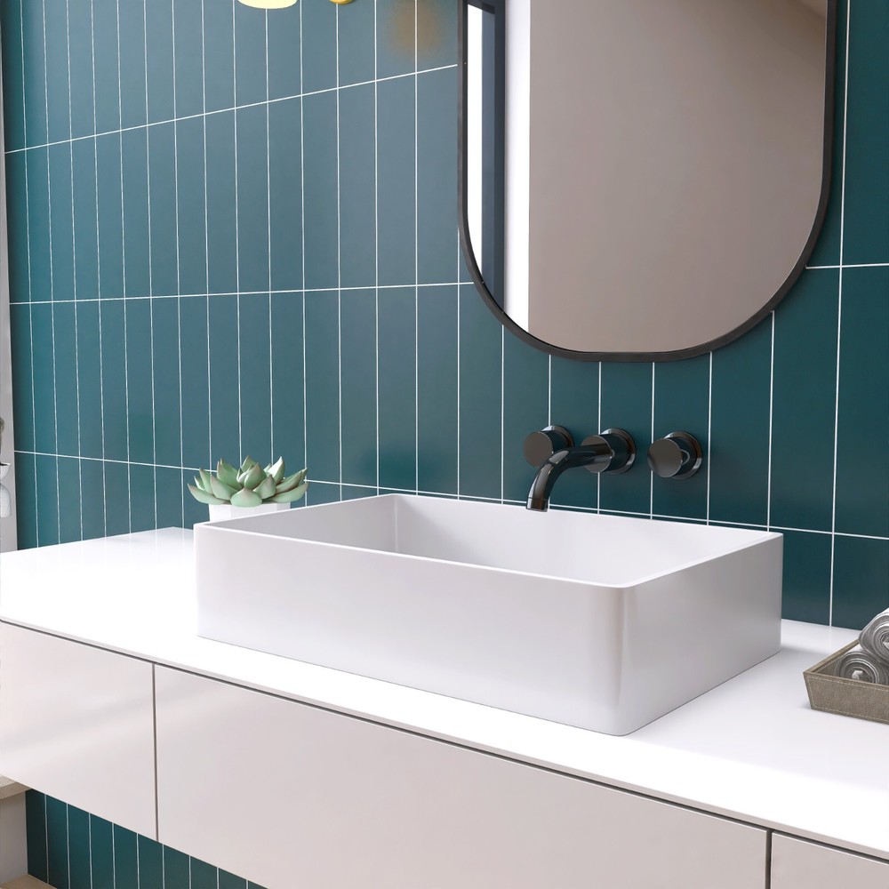 MEDUNJESS 22" Rectangular Soild Surface Vessel Bathroom Sink