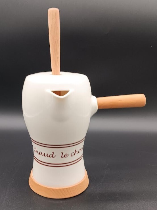 French Hot Chocolate Pot w/Base & Stirring Molinet from Red Envelope