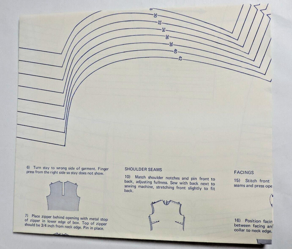 Vntg Stretch & Sew #313 Ladies Basic Shell 4 Collar Opt B: 28 - 42 Pattern FF UC
