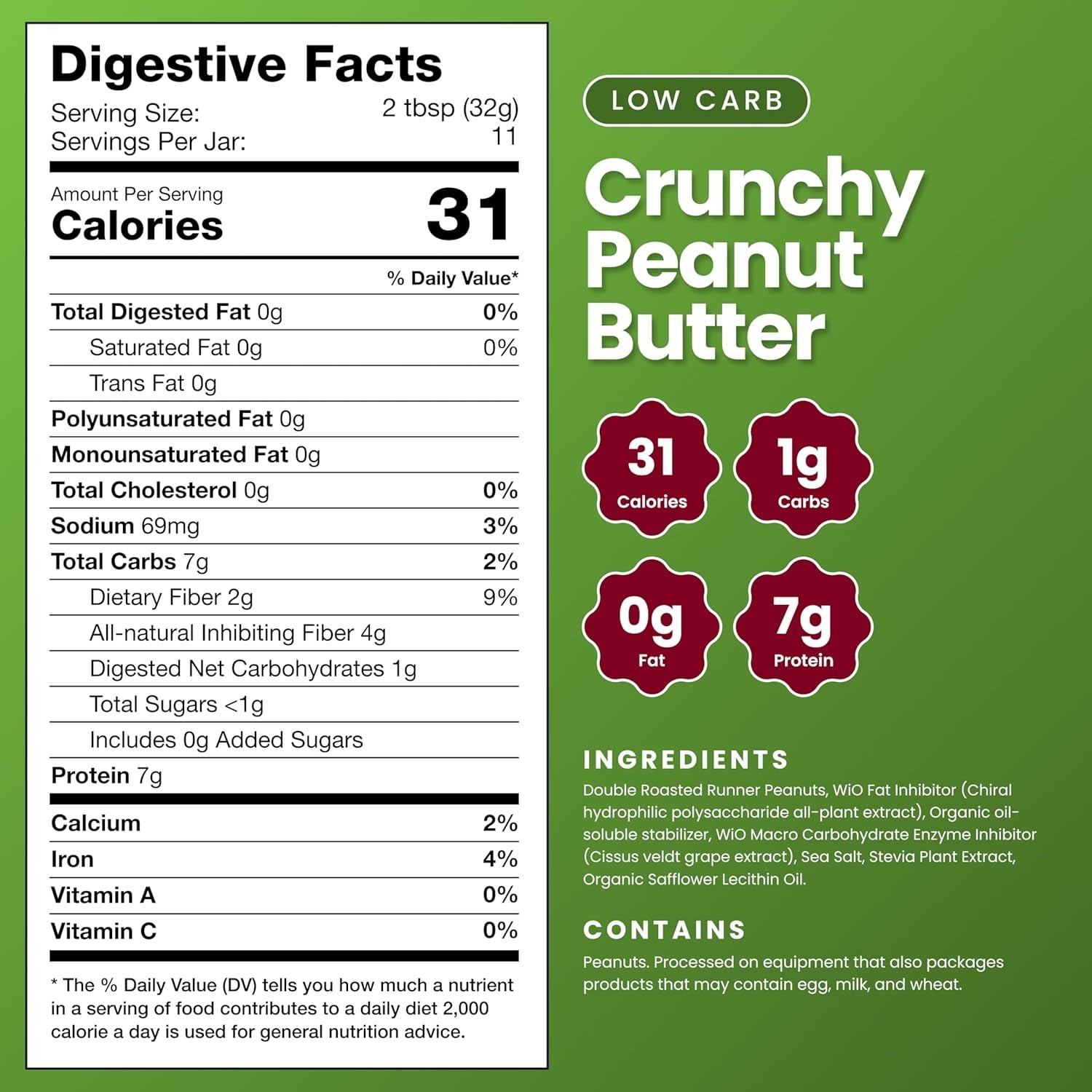 WiO SmartFoods Sugar-Free Crunchy Peanut Butter 2 Pack