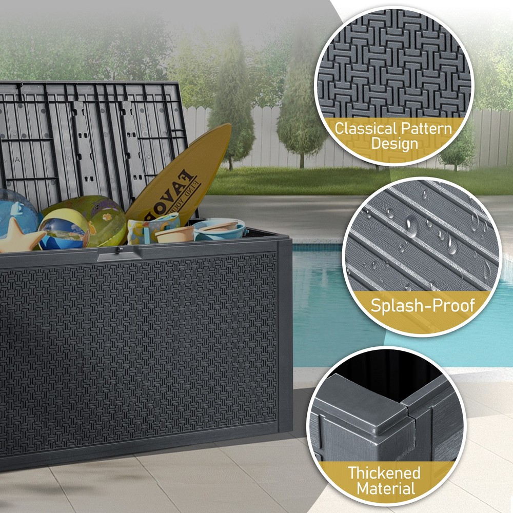 Portable 90Gallons Maze Pattern Plastic Injection Garden Lockable Storage Box