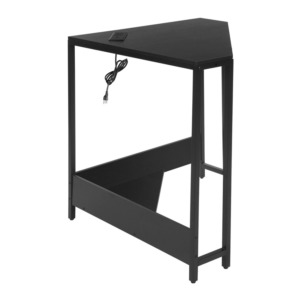 Triangular Corner Desk, Small Desk with Outlets, Free Standing Corner Table