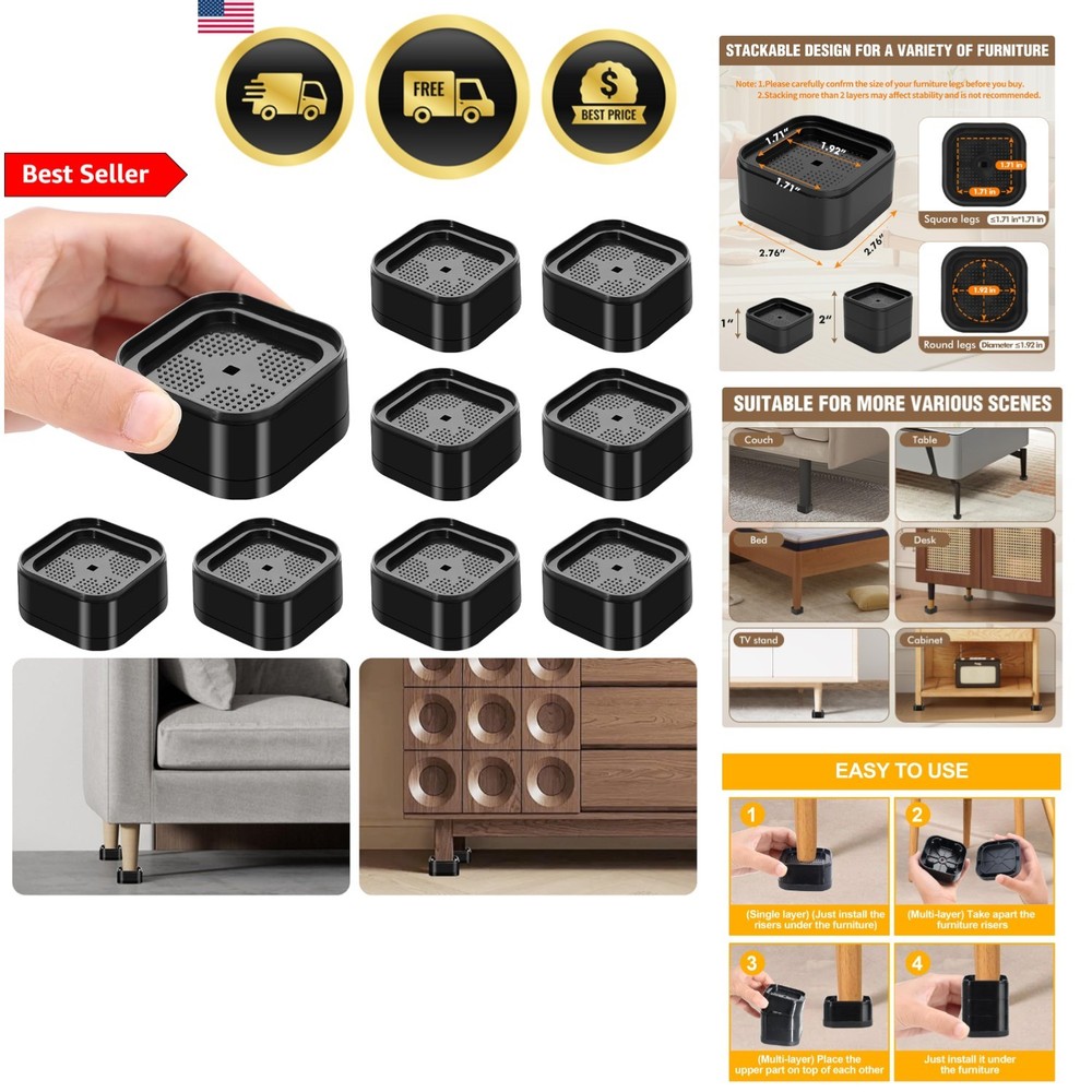 Furniture Risers Adjustable Bed Risers Stackable Heavy Duty Lift Height 1 2 Inch