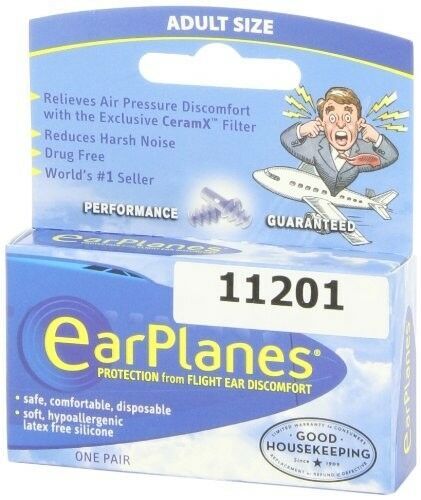 EarPlanes EarPlugs Relieve Ear Discomfort Latex Free Silicone Adult Size 1 Pair