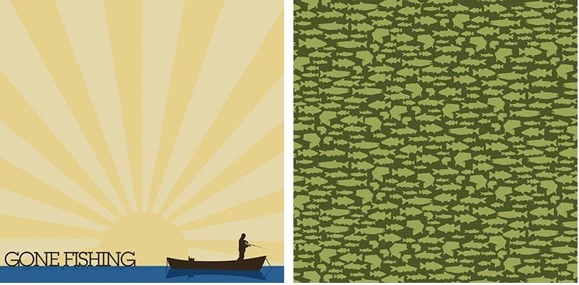 Fishing, DS scrapbook paper - Reminisce RSS281