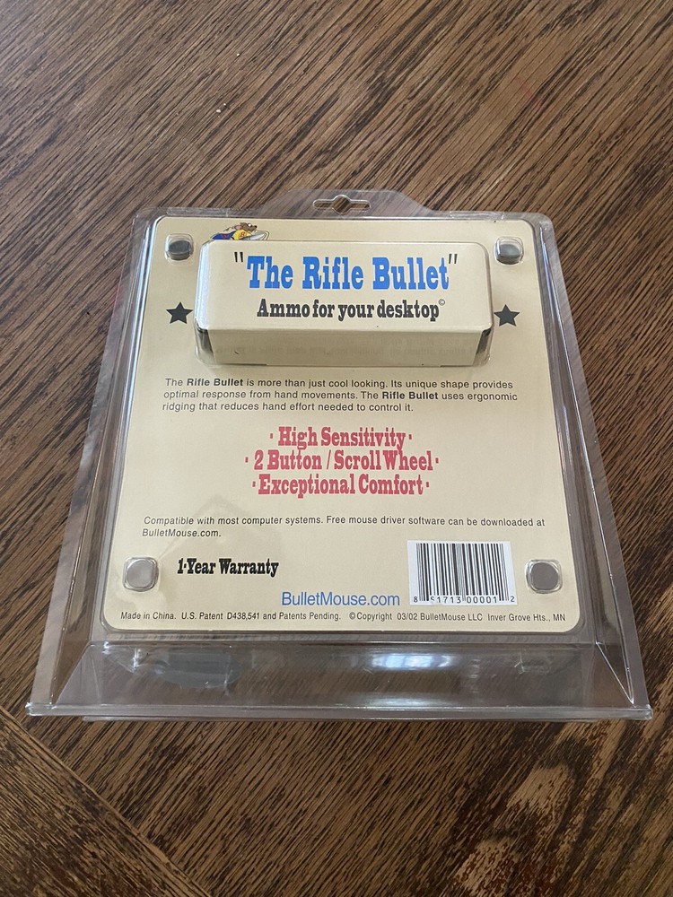 BULLETMOUSE, The Original “RifleBullet” Computer Mouse. USB, NEW