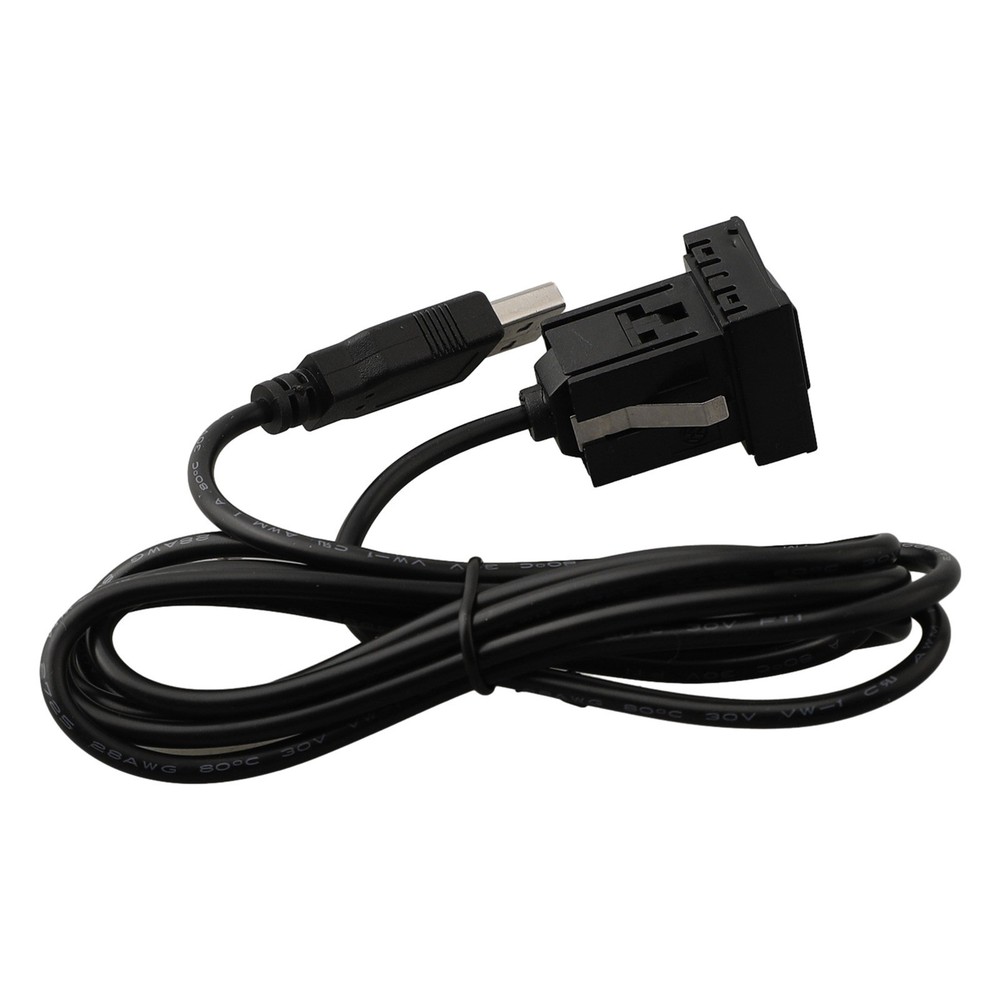 Black Car Dash Flush Mount USB Port Panel with Dual Extension Adapter Cable