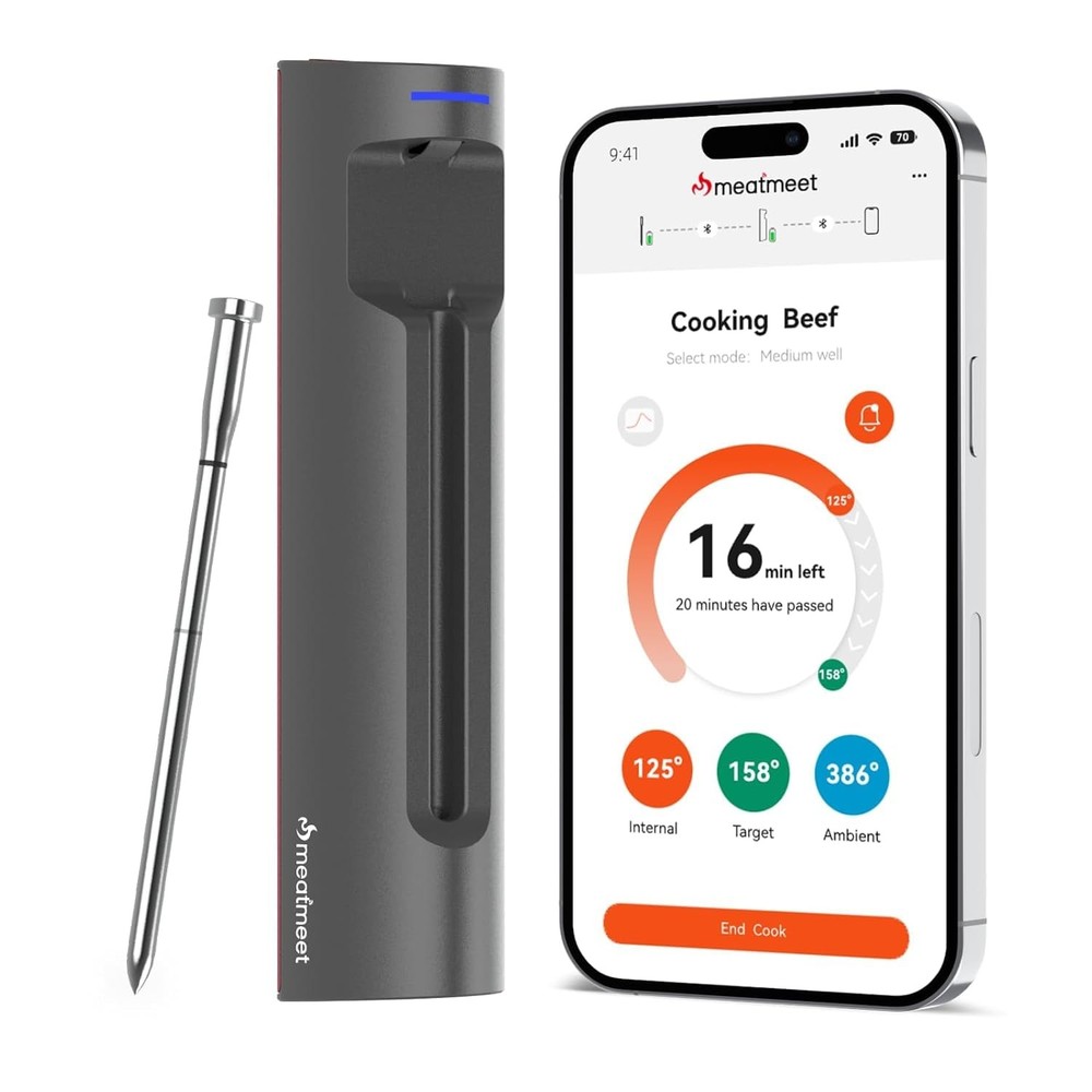 Wireless Meat Thermometer, Bluetooth Thermometer, Smart Digital Wireless Meat...