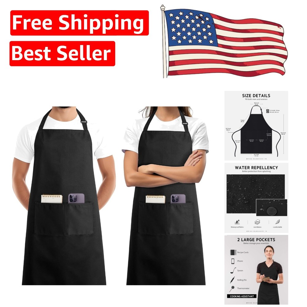 Versatile Adjustable Cooking Apron for Culinary Activities - 2 Pockets Included