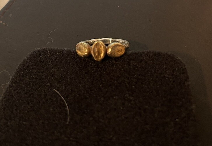 Yellow Citrine 3 Stone Ring