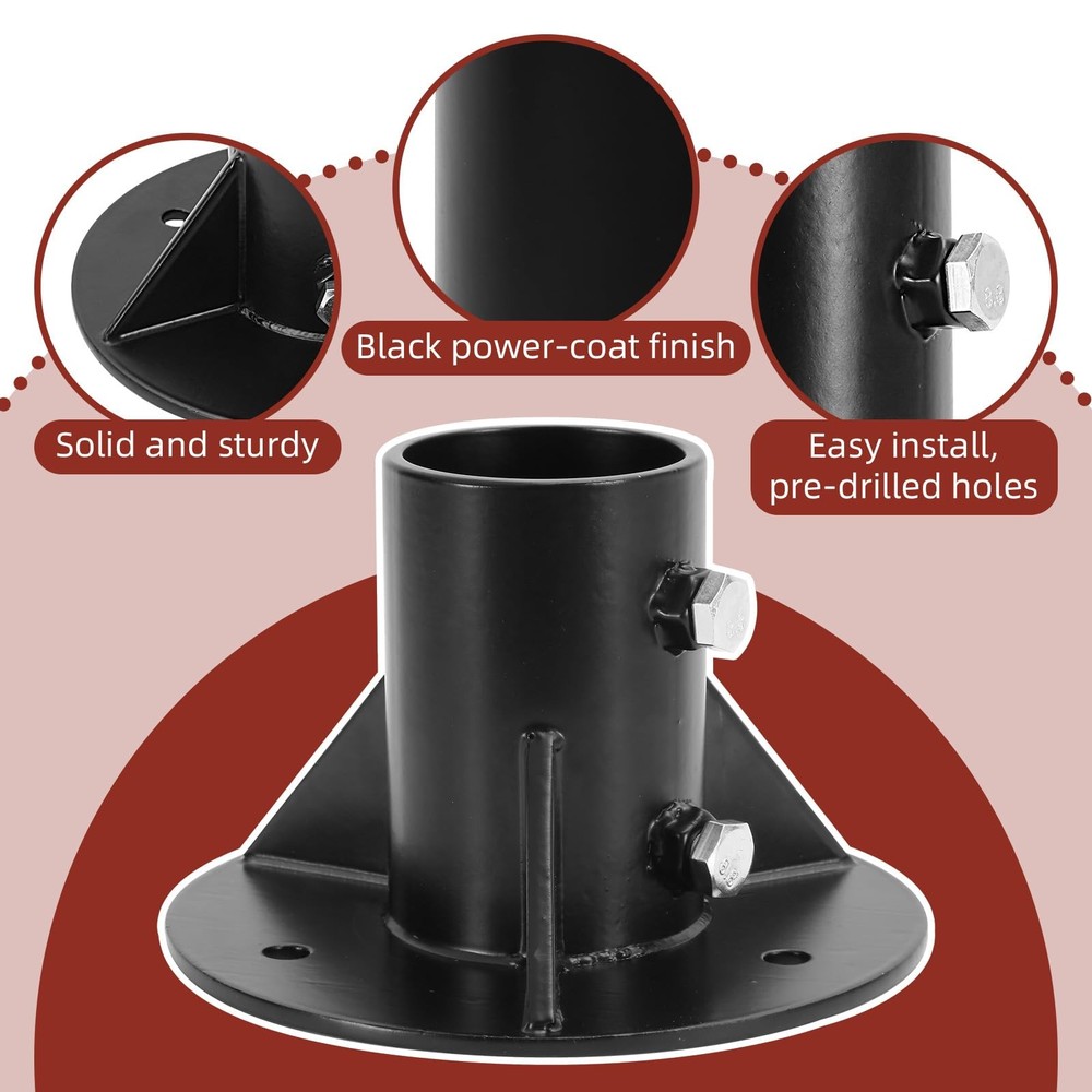 Cskunxia 2PCS Round Posts Base Bracket Chain Link Fence Flange Post Holder...