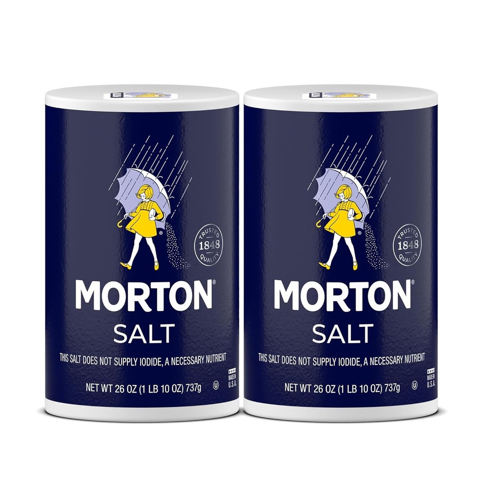 Morton Plain Salt, Non-Iodized, 26oz, 2-Pack, All-Purpose