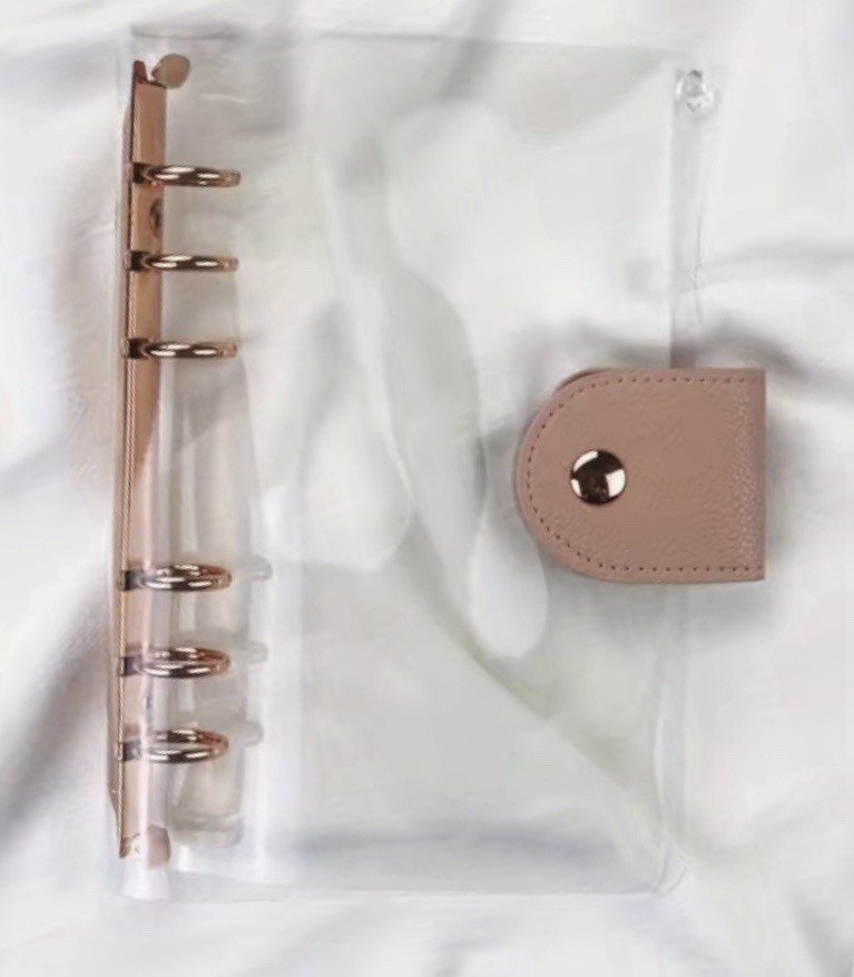 A6 Transparent PVC Binder – Rose Gold Snap