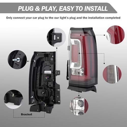 Tail Light Assembly for 2015 2016 2017 2018 2019 Right Passenger Side Black