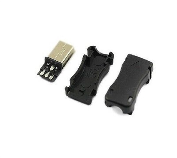 5Pcs Connector Mini Usb Male Plug Plastic Shell Solder For Cable Type B fz