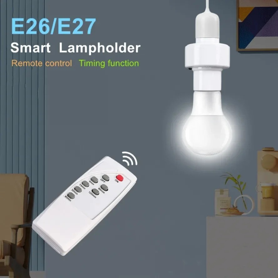 Wireless Remote Control Light Lamp E27 Screw Bulb Base Holder Cap Socket Switch