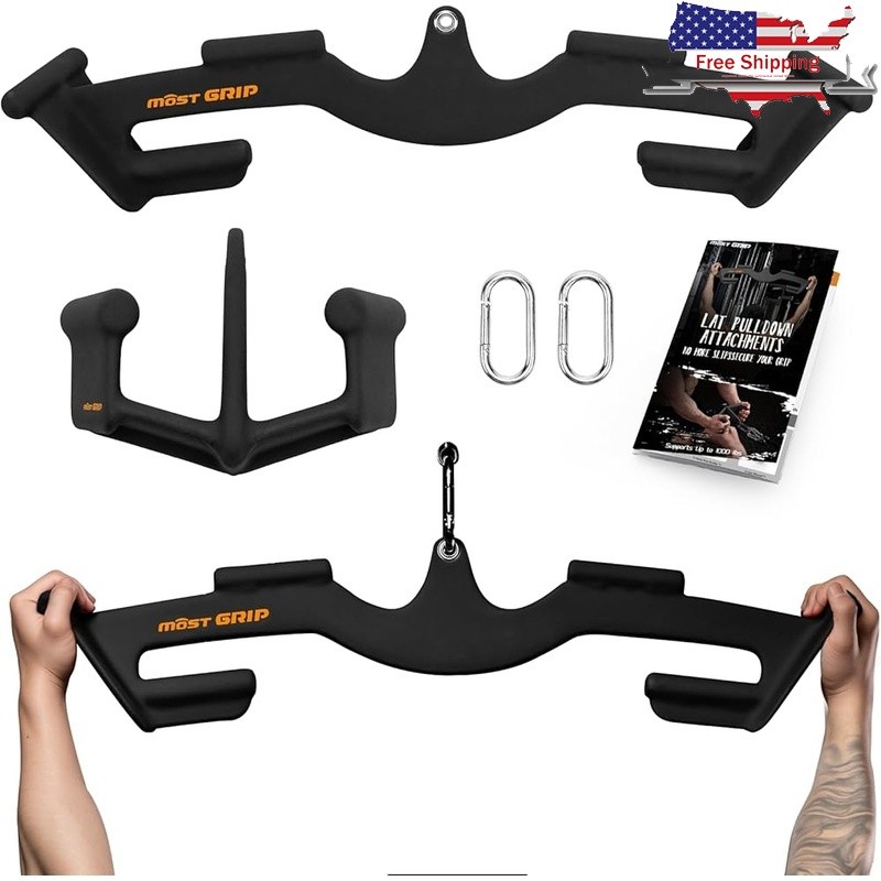 Versatile Lat Pulldown Bar Set Ergonomic Handles Back Workouts Muscle Engagement