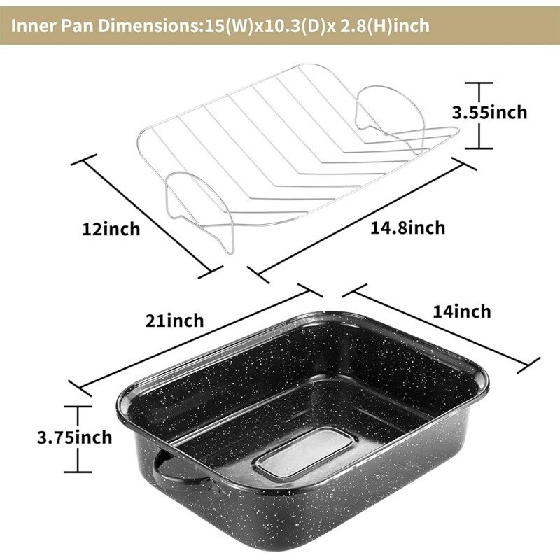 Extra Large Roasting Pan W/ Rack Turkey Baking Versatile Lid Dishwasher Safe New