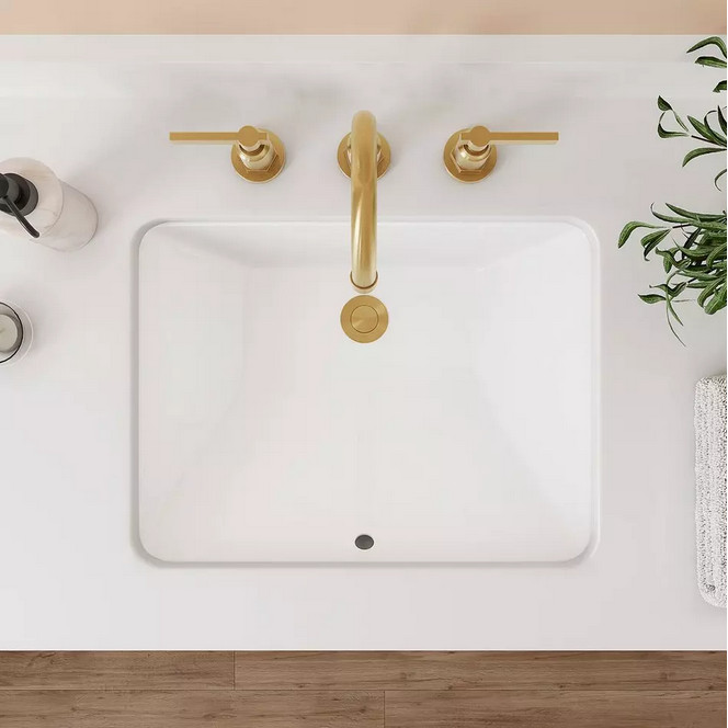 Signature Hardware-Avalon Rectangular Porcelain Undermount Bathroom Sink - White