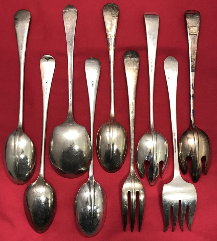 9 Pc Long Handle Lot 13" Stuffing Spoons Serving Forks Silverplate Mix