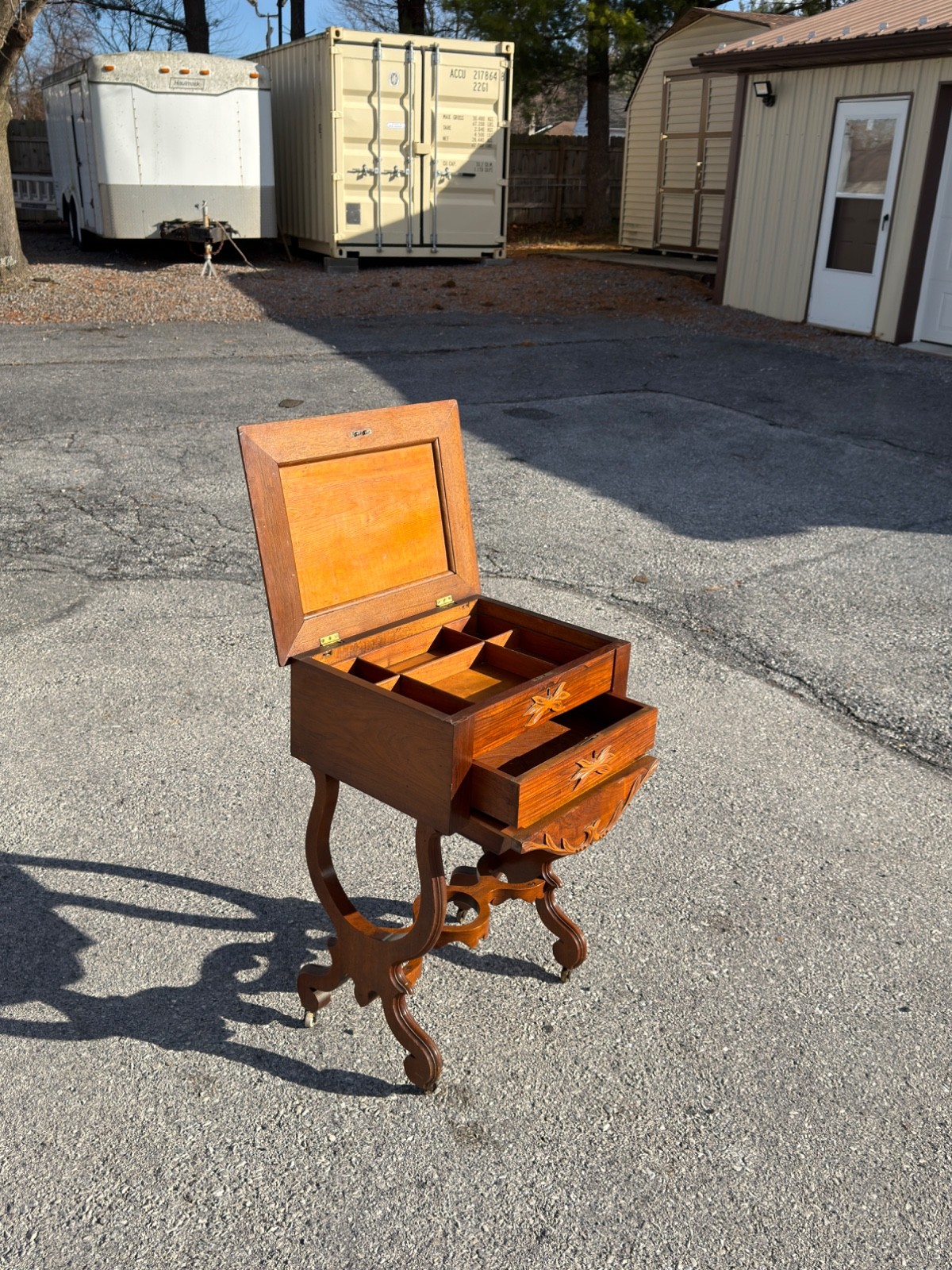 Antique Rosewood victorian sewing stand table work transitional 1870 classical